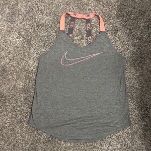 Nike Women's Gray Tank Top with Pink Accents